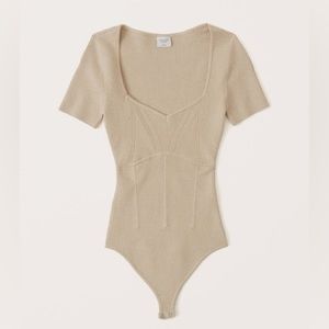 🌟Abercrombie corset short sleeve knit bodysuit xs beige